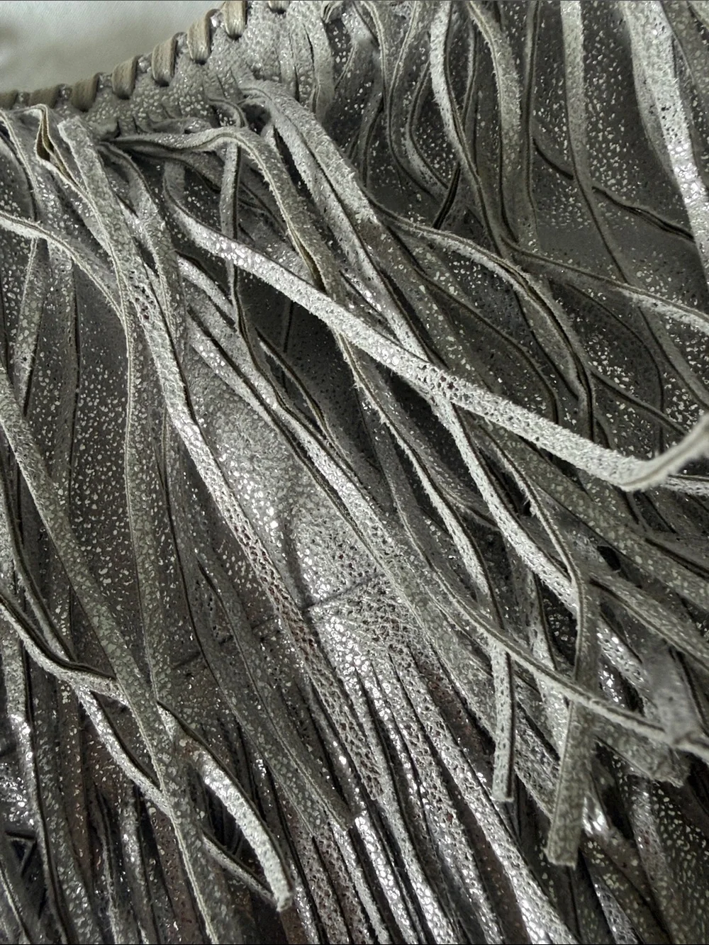 Stella McCartney Fringed Metallic Shoulder Bag - Silver